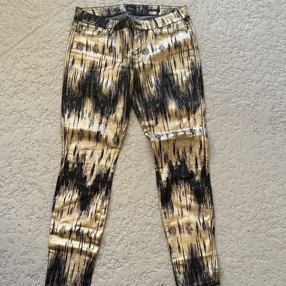 Neiman Marcus Gold and Black Patterned Pants